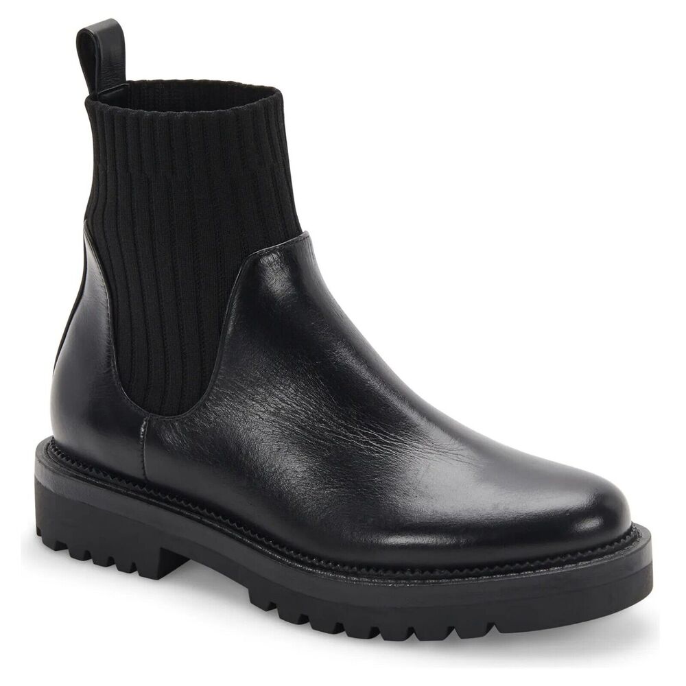 Aqua College Women Black Waterproof Leather Hanley Casual Ankle Booties Size 11M